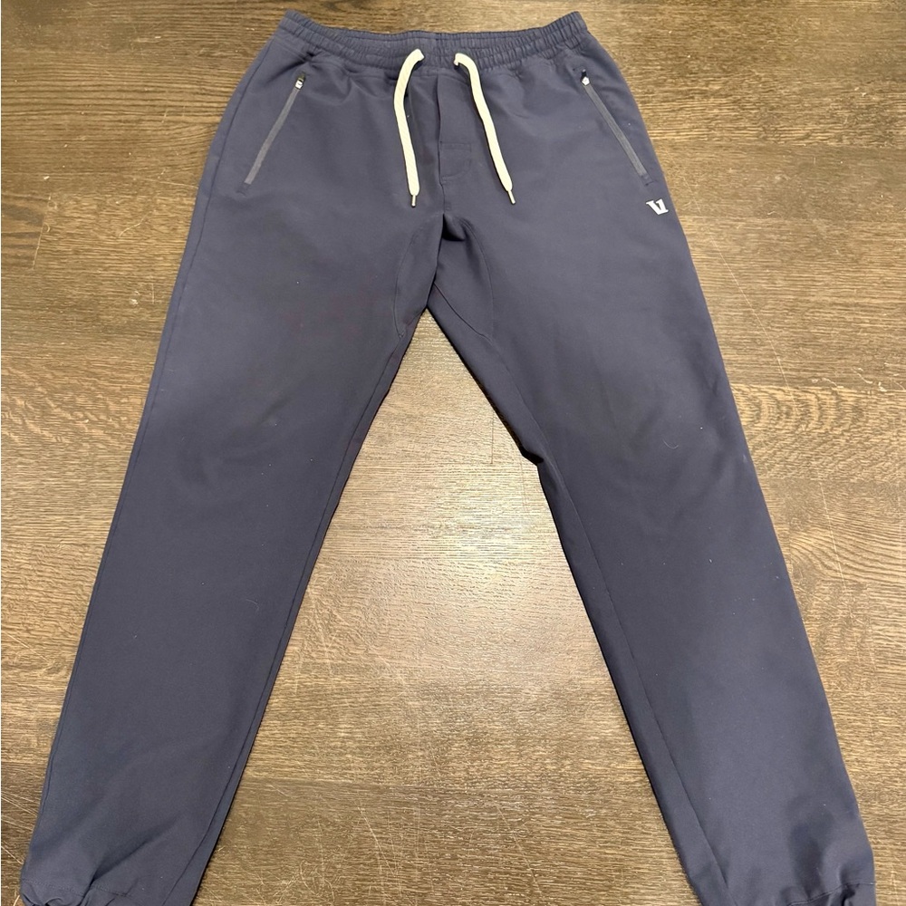 Vuori Men's Dark Blue Joggers with White Drawstring